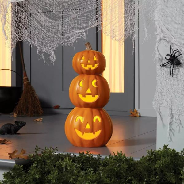 Calabaza Triple con Luz Led Interior 53 x 24 cms. en Plástico - Imagen 2