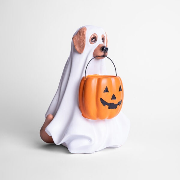 Perro Fantasma con Calabaza  30 x 22 x 20 cms. en Resina - Imagen 3