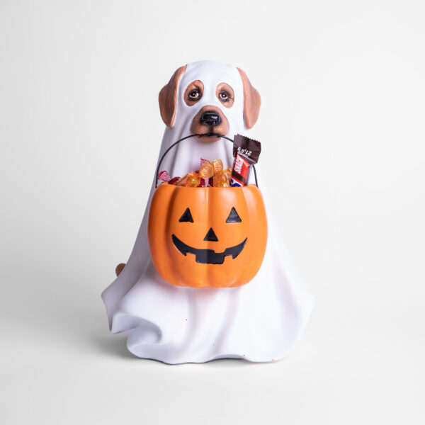 Perro Fantasma con Calabaza  30 x 22 x 20 cms. en Resina - Imagen 2