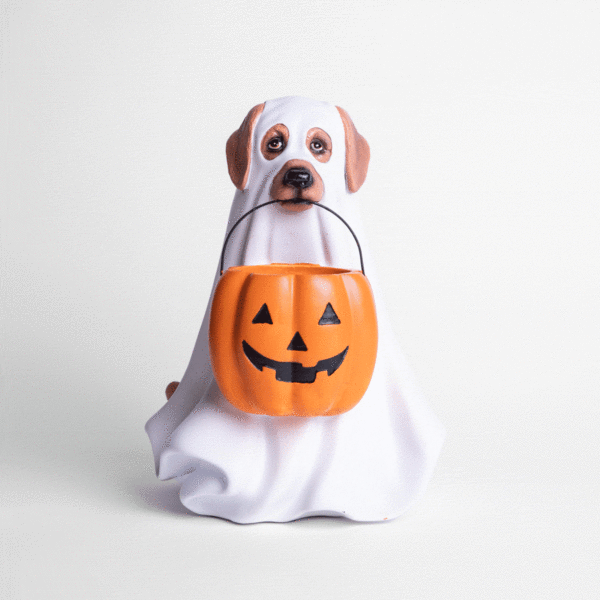 Perro Fantasma con Calabaza  30 x 22 x 20 cms. en Resina - Imagen 5