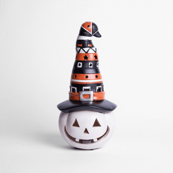 Calabaza con Sombrero con Led Interior 32 x 17 x 13 cms. en Resina - Imagen 3
