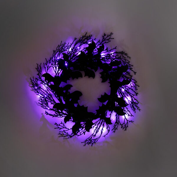 Adorno Puerta Murciélagos con Leds en Color Morado 56 x 56 cms. - Imagen 2