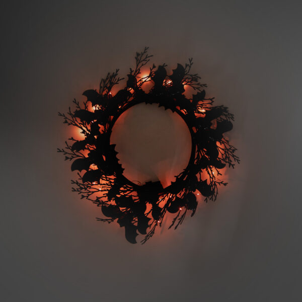 Adorno Puerta Murciélagos con Leds en Color Naranja 56 x 56 cms. - Imagen 2