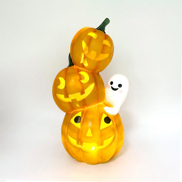Calabaza Triple con Fantasma con Luz Led 38 x 15 cms. en Resina - Imagen 3