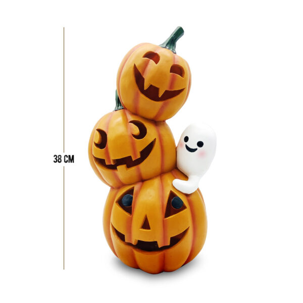 Calabaza Triple con Fantasma con Luz Led 38 x 15 cms. en Resina - Imagen 5